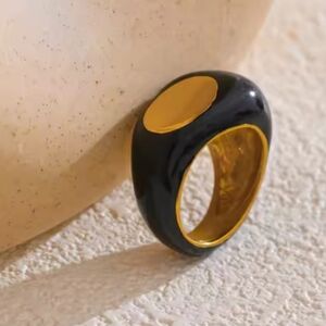 Black Gold Statement Ring Modern Minimalist Gold Plated | NWOT